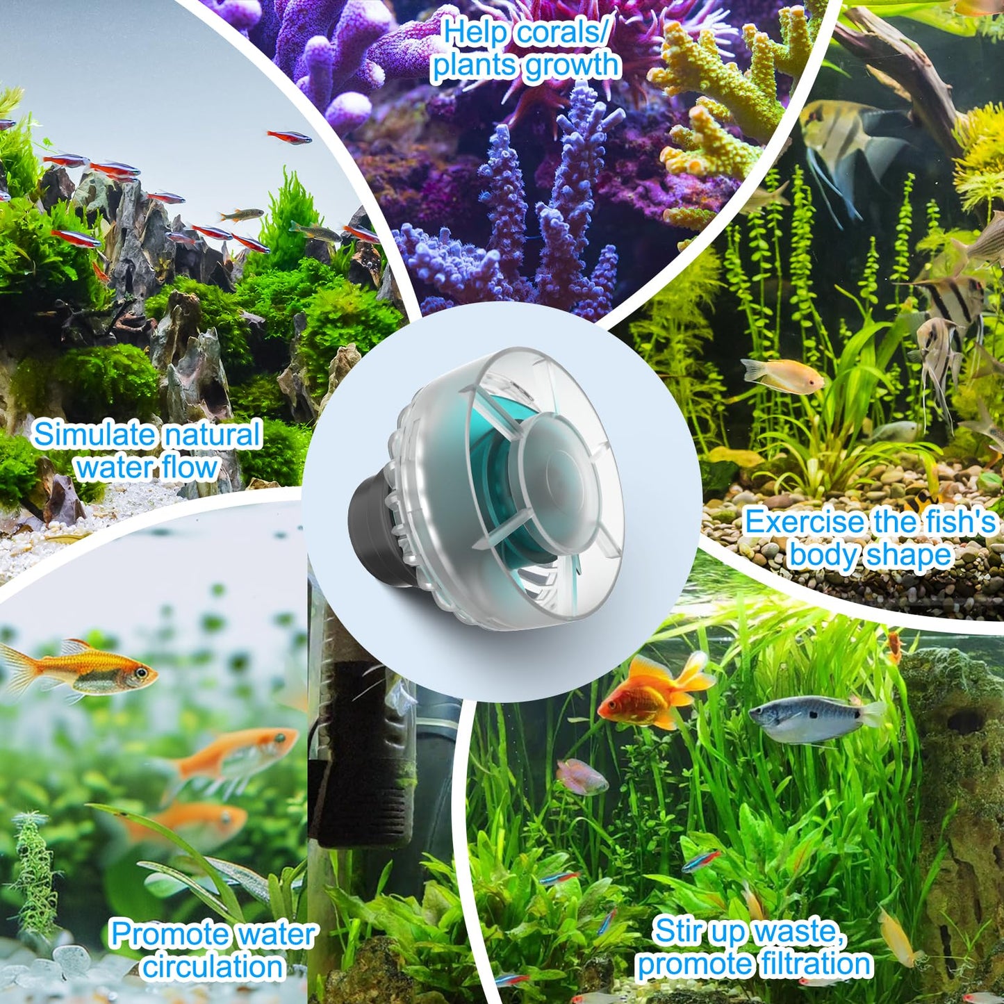 hygger Mini Wave Maker For Aquarium, Ultra-quiet Transparent Wavemaker With Controller, Adjustable Flow Magnetic DC 12V 850GPH Powerhead, Circulation Pump For 20-80Gallon Freshwater Coral Reef Tank