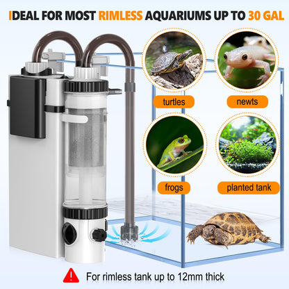 hygger Quiet Hang On Back Aquarium Filter 5-30 Gallon Small Fish Tank Canister Filter with Surface Skimmer Spray Bar 3 Floss Pads Bio Filter Media Adjustable Flow, Easy Water Change 132 GPH