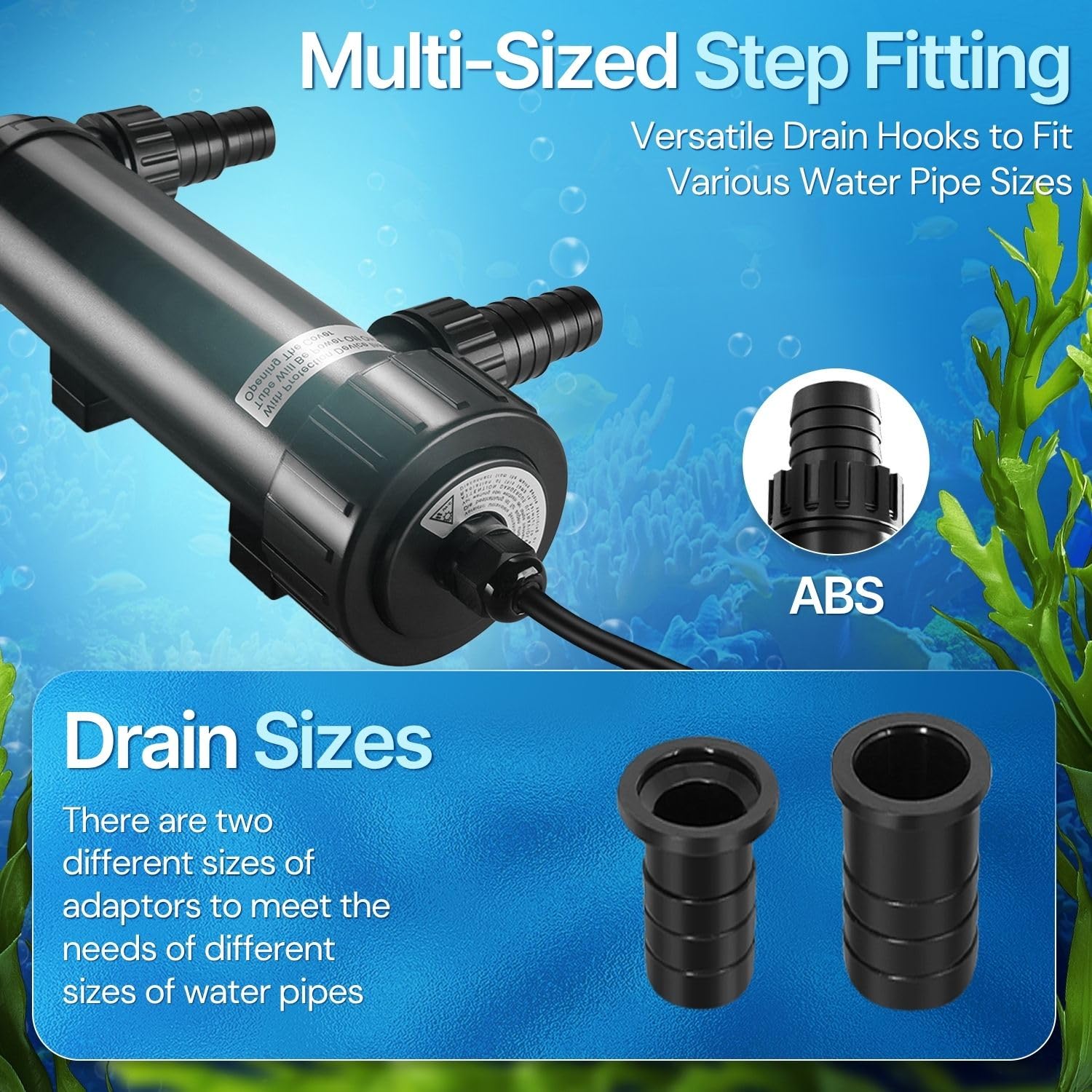 Flexzion Pond UV Lights for Outdoor Ponds - 9W Small Light, 2113 - Gal Capacity, 1500L/H UV Pond Clarifier for Outdoor Ponds, Clears Water in Days (CUV - 109A) - Buy The Sea Aquatics