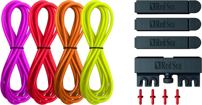 Red Sea ReefDose Deluxe 4 Color Dosing Tube Kit Red Yellow Orange Pink | Saltwater Marine Aquarium Dosing Pump Tubing Set with Clips and Tubing Holder - Buy The Sea Aquatics