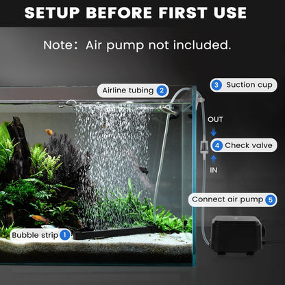 hygger Weighted Nano Mist Bubble Wall Bar, 31.5" Self - Sinking ABS Air Stone Strip with Gentle Oxygen Diffuser for Freshwater & Marine Aquarium, Hydroponics - Buy The Sea Aquatics