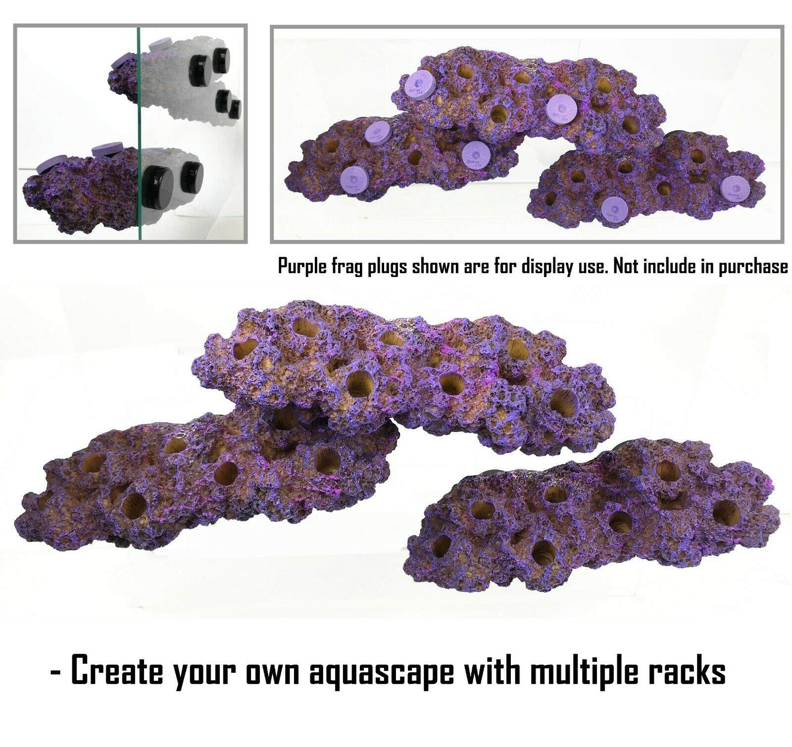 Magnetic Reef Coral Frag Rack Floating Rock Strong Magnets Strong N52 Magnets for 1/2" Glass (Coralline Purple) - Buy The Sea Aquatics