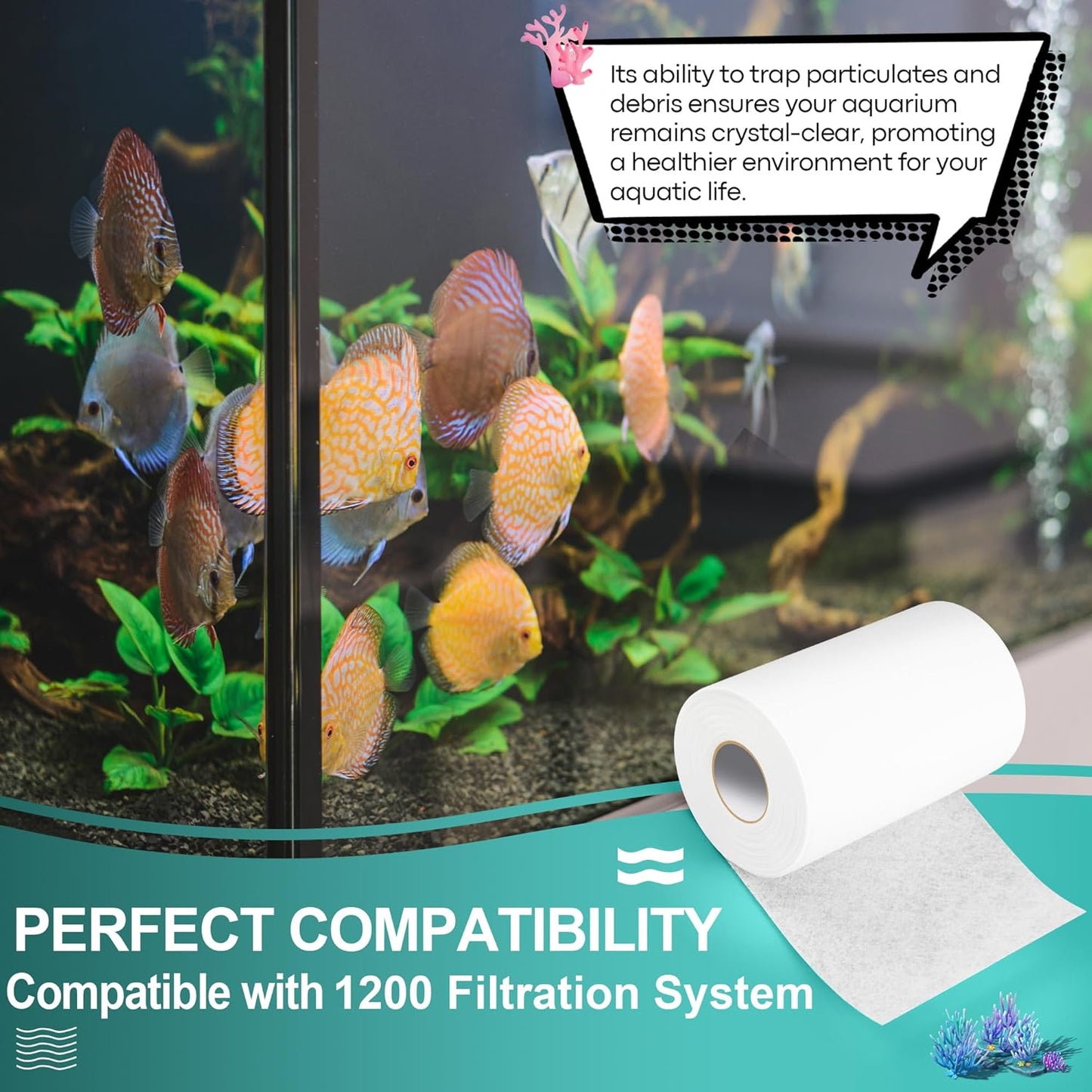 Dreyoo 1 Pack Replacement Fleece Roll, 115' Long x 6.78" High, Superior Filtration for Clean Clear Reef Tanks, Easy to Install - Buy The Sea Aquatics