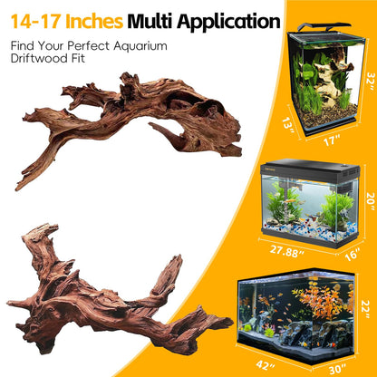 EFFIELER Natural Driftwood for Aquarium Decor – 6-10 INCH Unique Size Real Wood Branches for Fish Tank, Reptile Habitat, Terrarium, Hermit Crab, Shrimp Tank,Safe for Aquatic Pets