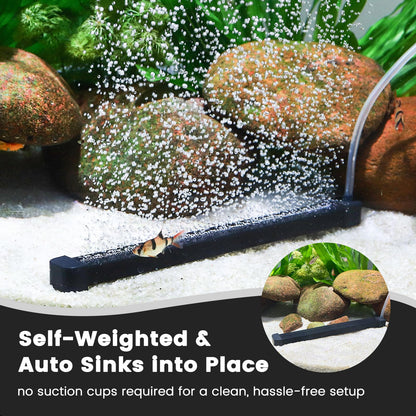 hygger Weighted Nano Mist Bubble Wall Bar, 31.5" Self - Sinking ABS Air Stone Strip with Gentle Oxygen Diffuser for Freshwater & Marine Aquarium, Hydroponics - Buy The Sea Aquatics