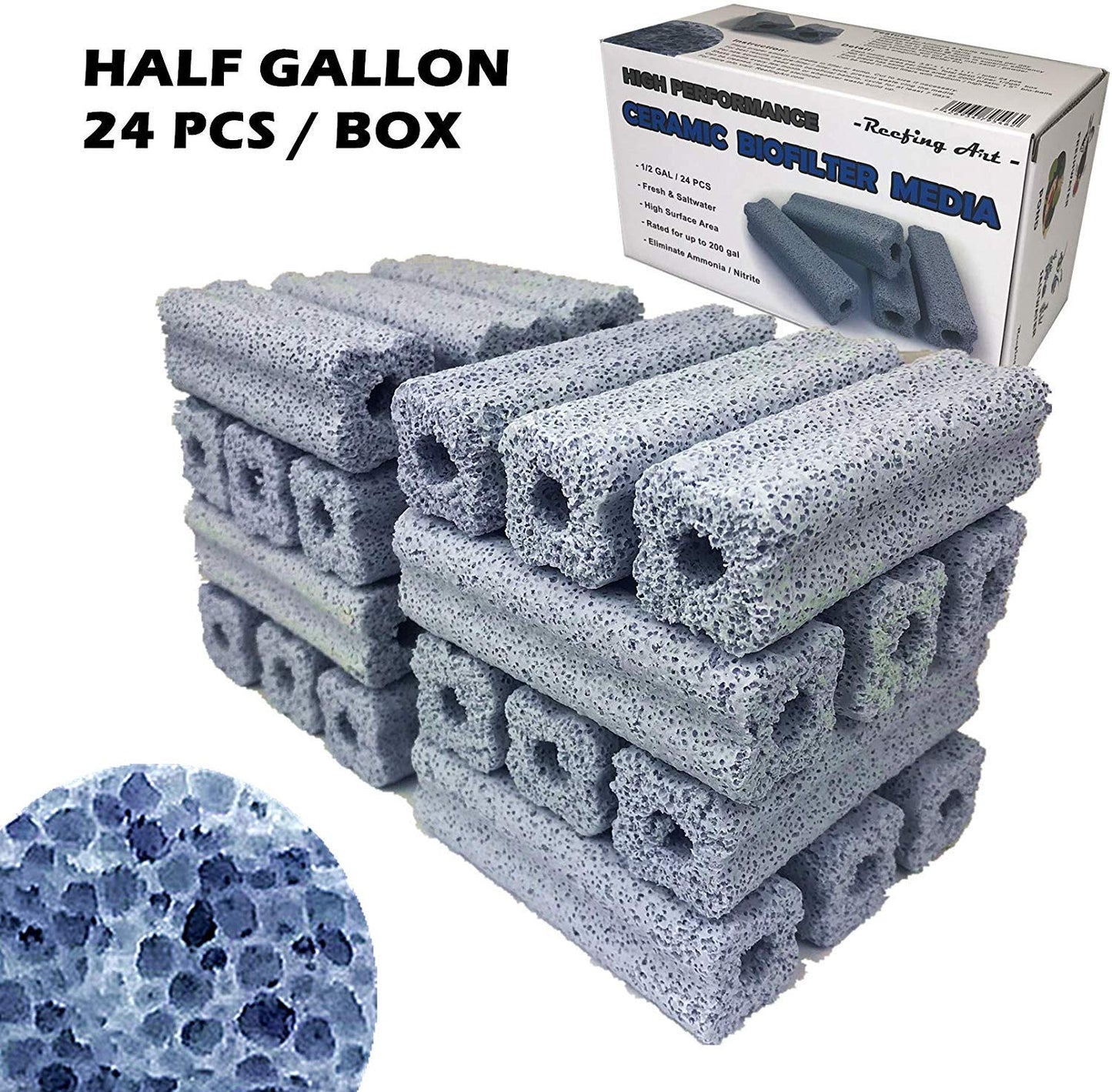 Ceramic Bio Filter Media Vast Surface Area for Aquarium Sump Canister (1 Box / 24 pcs) - Buy The Sea Aquatics