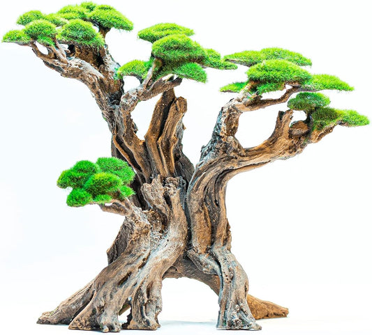 Novelsite Fish Tank Decor- Bonsai Trees with Faux Moss- Aquarium Rocks Aquascaping- Made of Sandstone, Goldfish Betta Fish Tank Decorations Hides Accessories