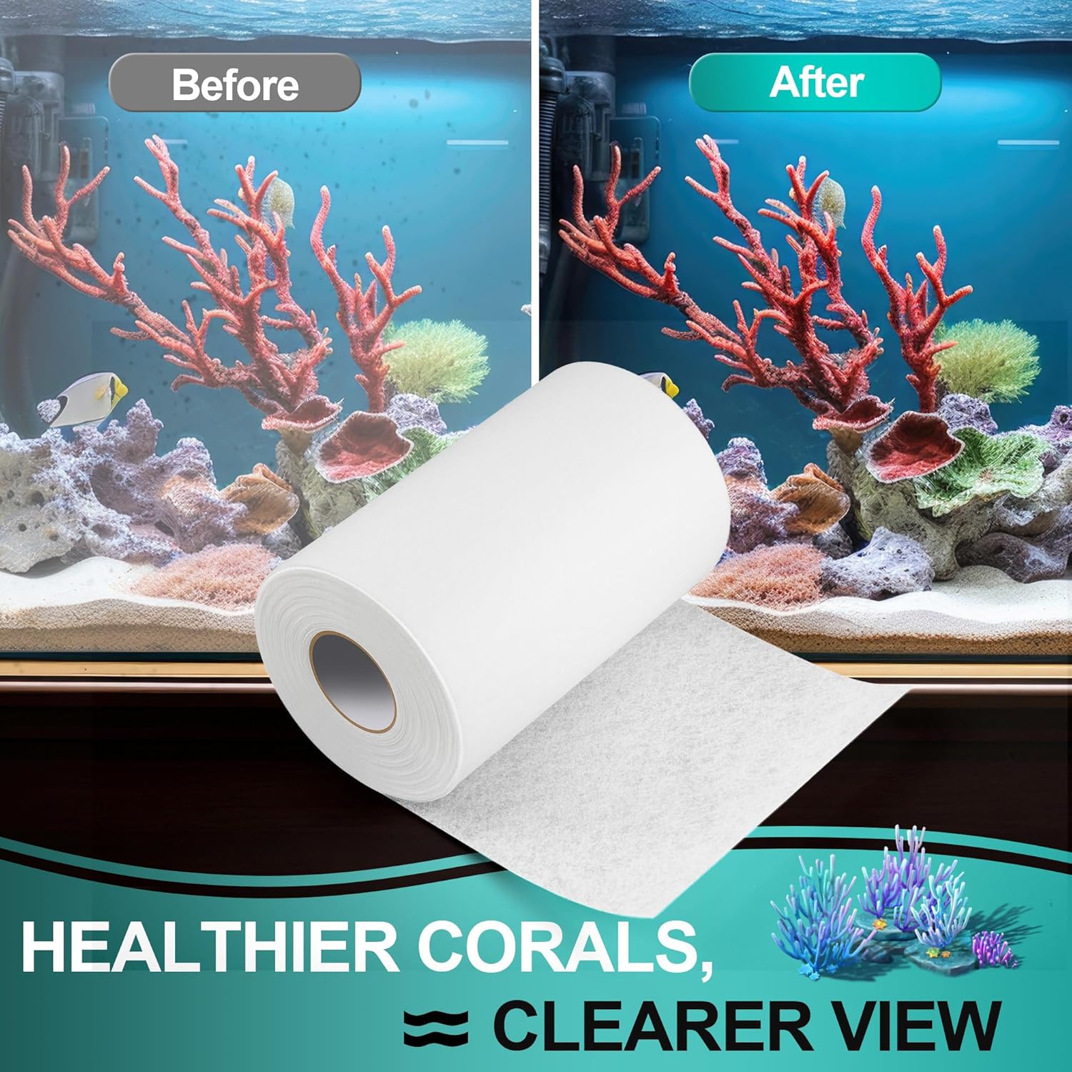 Dreyoo 1 Pack Replacement Fleece Roll, 115' Long x 6.78" High, Superior Filtration for Clean Clear Reef Tanks, Easy to Install - Buy The Sea Aquatics