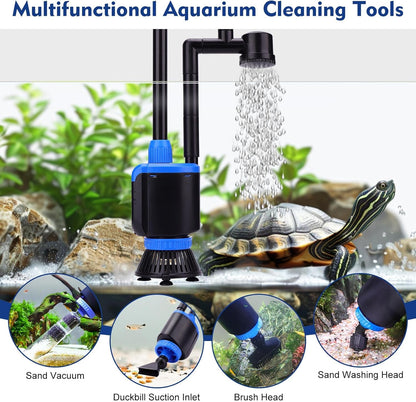 AQQA DC 36W Electric Aquarium Vacuum Gravel Cleaner 6 - in - 1 Multifunctional Fish Tank Cleaning Kit for Remove Dirt, Change Water, Wash Sand, Turtle Water Shower, Water Circulation with Adjustable Power - Buy The Sea Aquatics