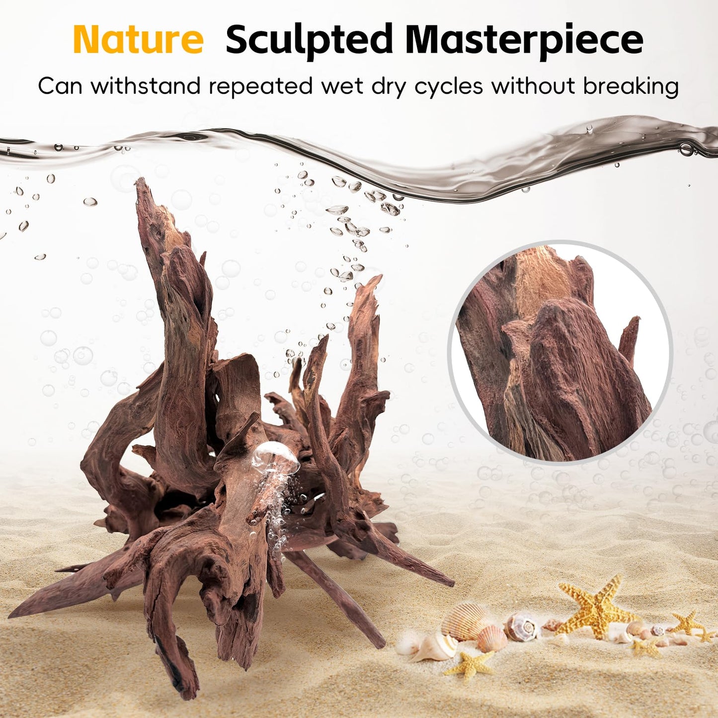 EFFIELER Natural Driftwood for Aquarium Decor – 6-10 INCH Unique Size Real Wood Branches for Fish Tank, Reptile Habitat, Terrarium, Hermit Crab, Shrimp Tank,Safe for Aquatic Pets