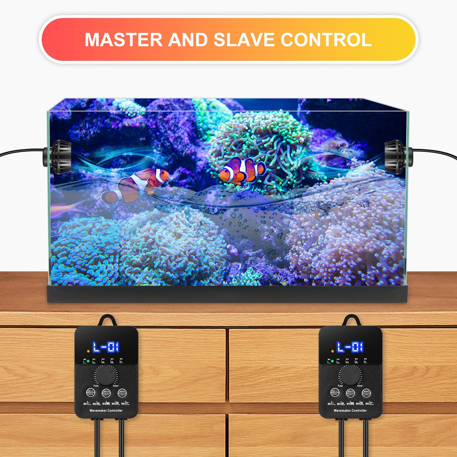 3400GPH Aquarium Wave Maker DC24V Power head with Magnetic Mounting,Wavemaker with Controller for 100 - 200 Gallon Fish Tanks - Buy The Sea Aquatics