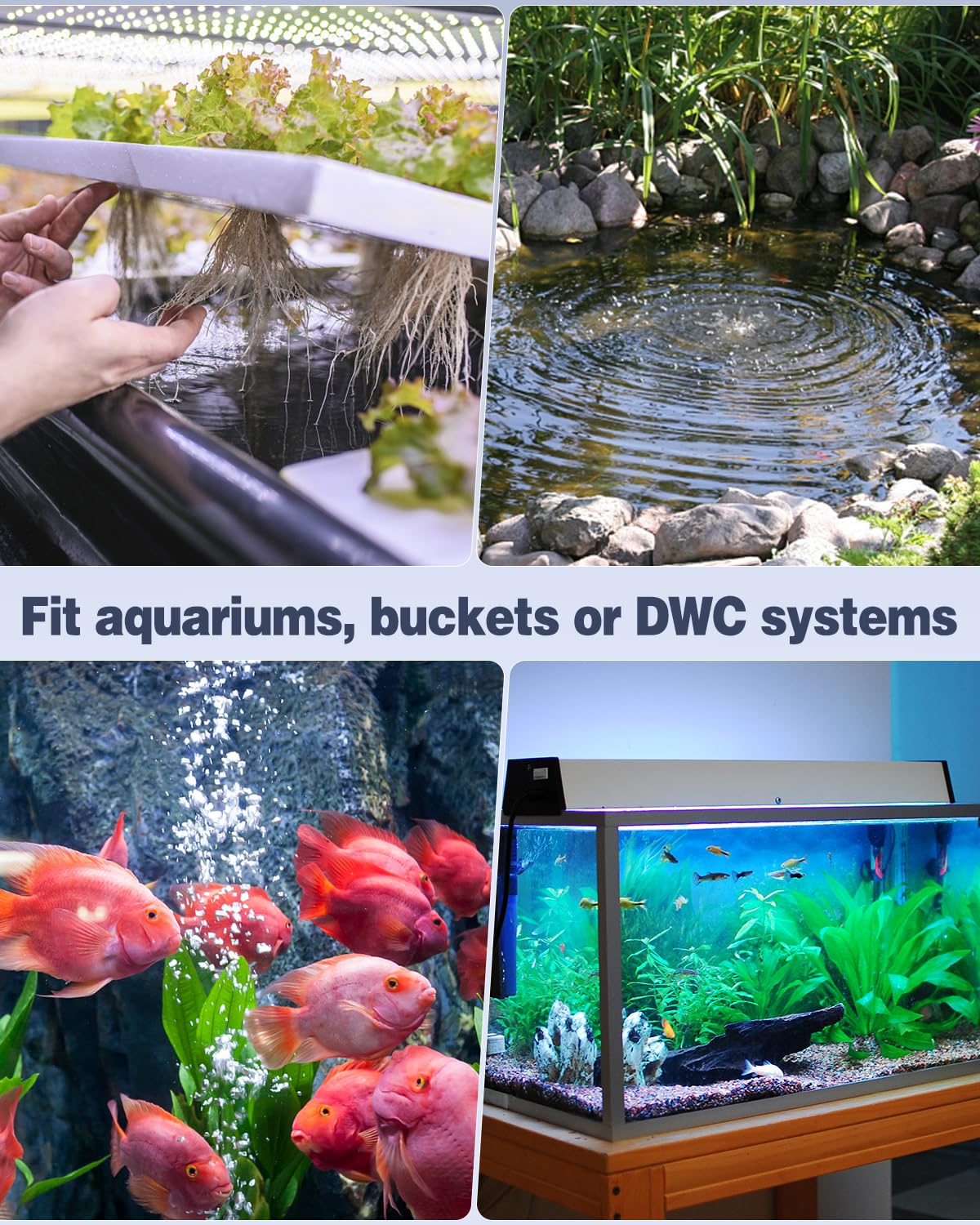 Uniclife Aquarium Air Pump Dual Outlet Fish Tank Aerator with Accessories for 5-200 Gallon Tank