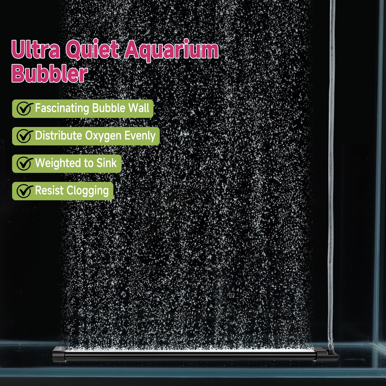 hygger Aquarium Bubble Curtain Wall, Quiet Fish Tank Air Stone with Accessories, High Dissolved Aquarium Bubbler Oxygen Diffuser Decoration for Freshwater & Saltwater - Buy The Sea Aquatics