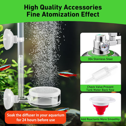 2L Aquarium CO2 Generator System, CO2 System Kit with Regulator and Needle Valve for Aquarium Plants Tanks