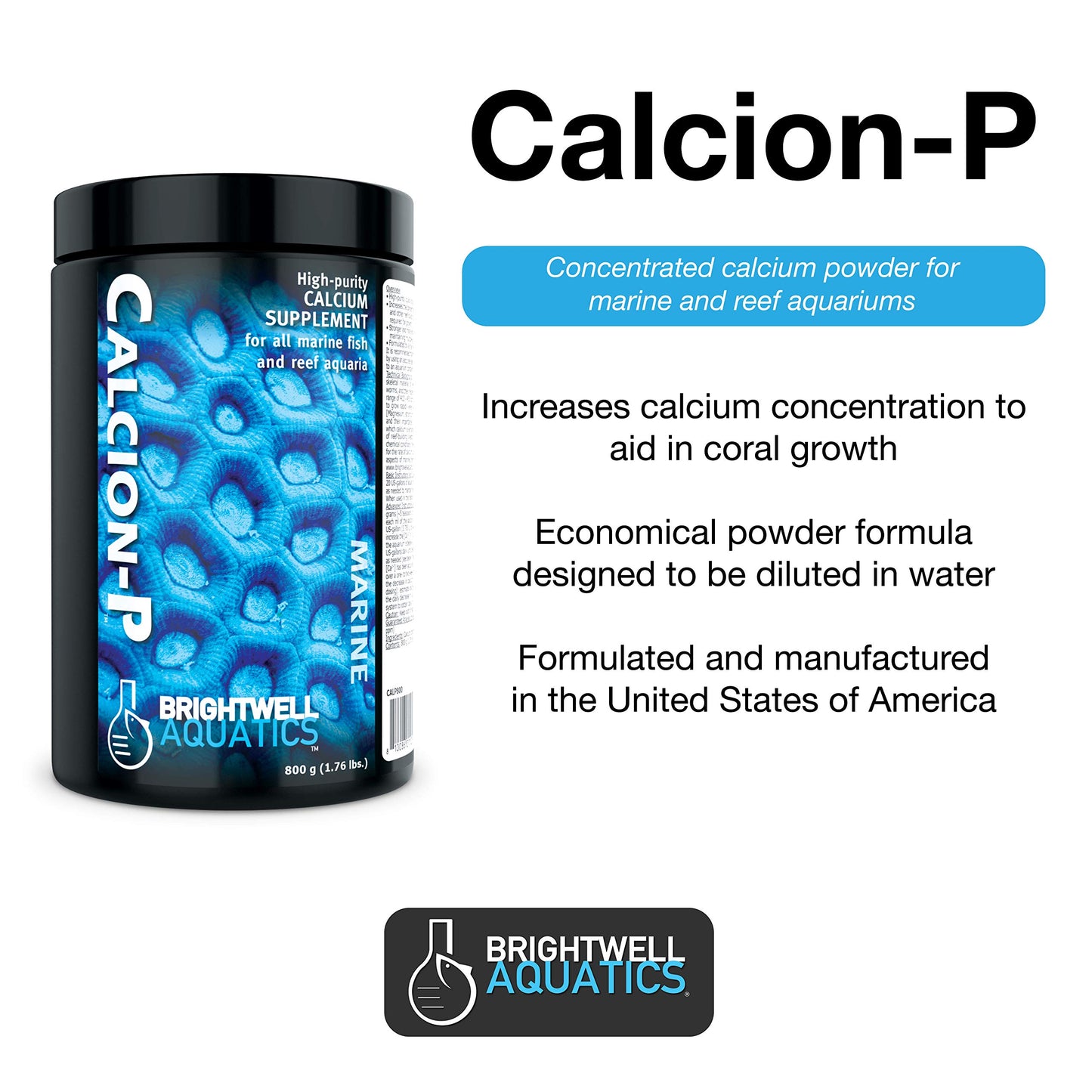 Brightwell Aquatics Calcion-P - Powdered Calcium Supplement for Marine Aquariums, 200 grams