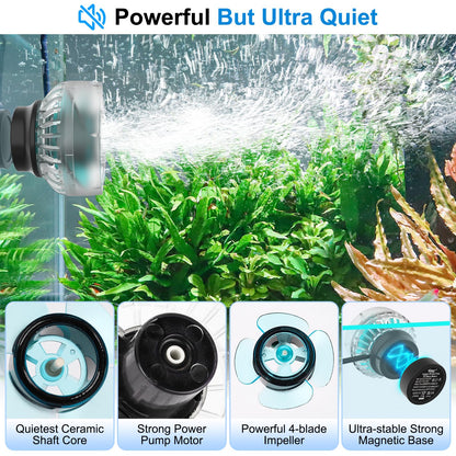hygger Mini Wave Maker For Aquarium, Ultra-quiet Transparent Wavemaker With Controller, Adjustable Flow Magnetic DC 12V 850GPH Powerhead, Circulation Pump For 20-80Gallon Freshwater Coral Reef Tank