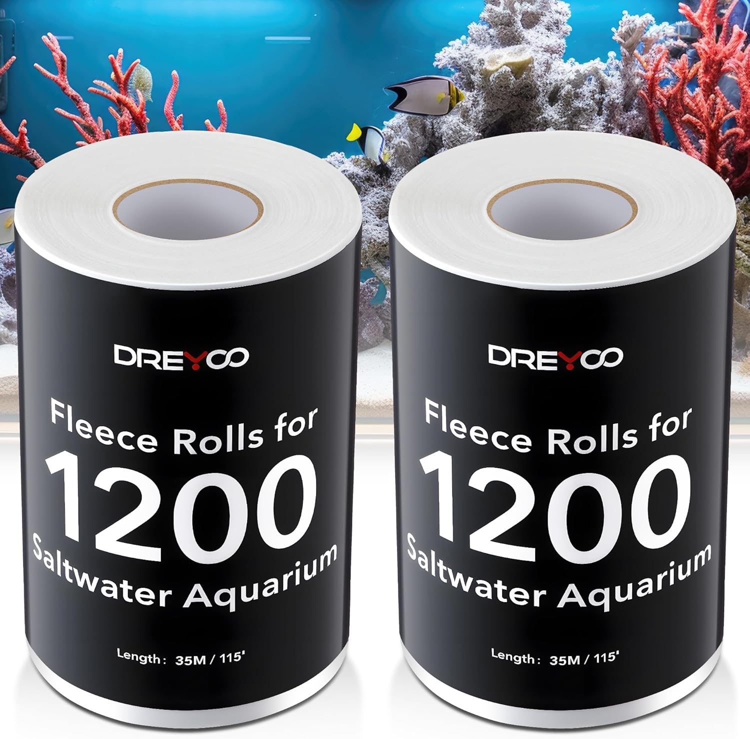 Dreyoo 1 Pack Replacement Fleece Roll, 115' Long x 6.78" High, Superior Filtration for Clean Clear Reef Tanks, Easy to Install - Buy The Sea Aquatics
