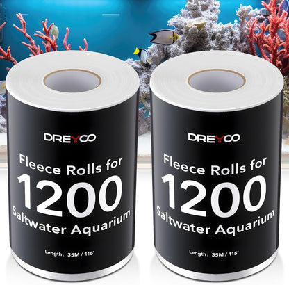 Dreyoo 1 Pack Replacement Fleece Roll, 115' Long x 6.78" High, Superior Filtration for Clean Clear Reef Tanks, Easy to Install - Buy The Sea Aquatics