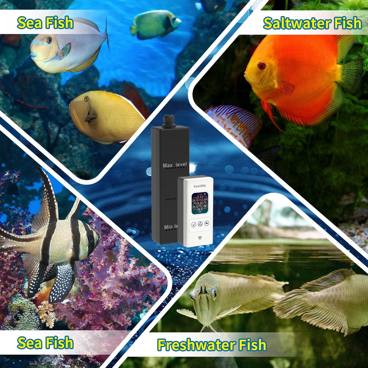 Kactoily Smart Aquarium Monitor All in One pH/ORP/Salt/S.G/TDS/EC/Temp 24h Online Freshwater and Saltwater Fish Tank Tester (WiFi Version)