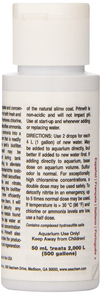 Seachem Prime Fresh and Saltwater Conditioner - Chemical Remover and Detoxifier 500 ml