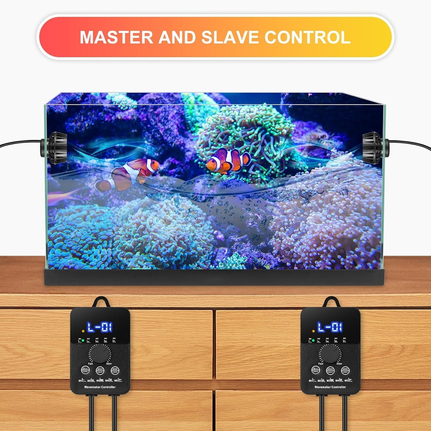 3400GPH Aquarium Wave Maker DC24V Power head with Magnetic Mounting,Wavemaker with Controller for 100 - 200 Gallon Fish Tanks - Buy The Sea Aquatics