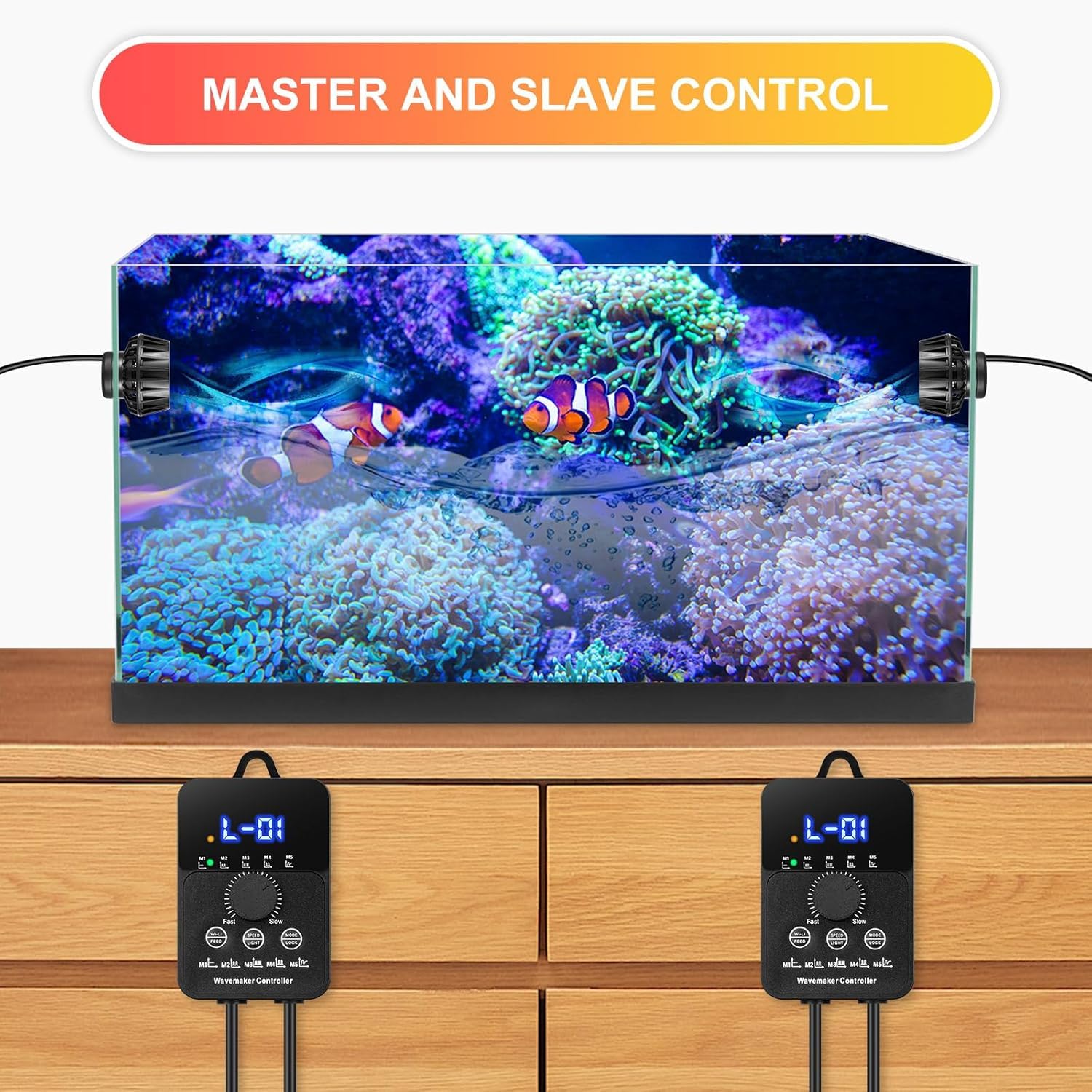3400GPH Aquarium Wave Maker DC24V Power head with Magnetic Mounting,Wavemaker with Controller for 100 - 200 Gallon Fish Tanks - Buy The Sea Aquatics