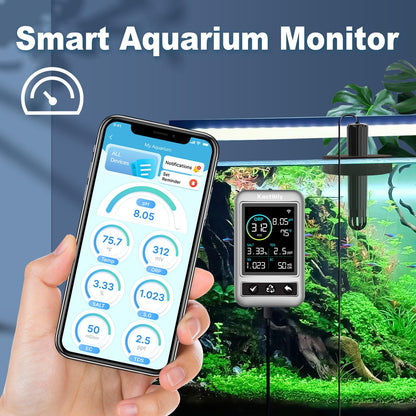 Kactoily Smart Aquarium Monitor All in One pH/ORP/Salt/S.G/TDS/EC/Temp 24h Online Freshwater and Saltwater Fish Tank Tester (WiFi Version)
