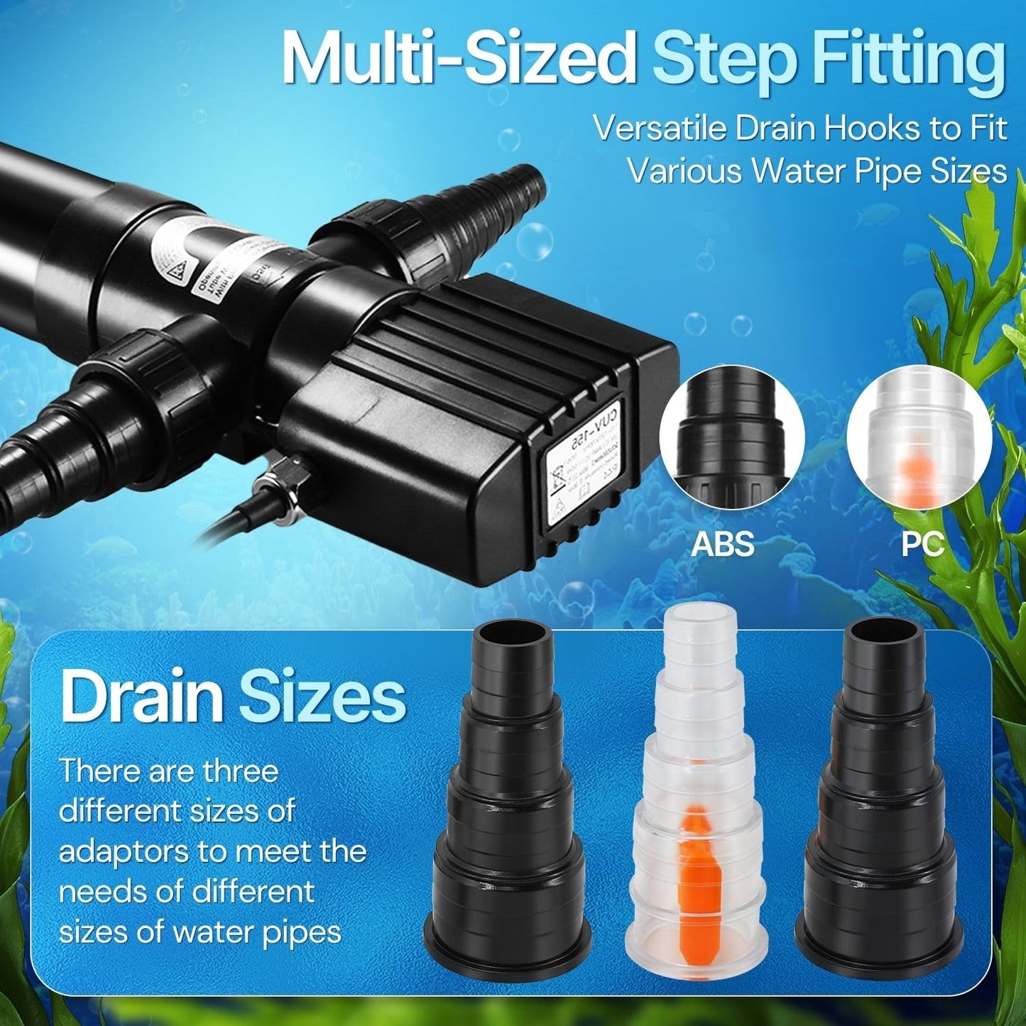 Flexzion Pond UV Lights for Outdoor Ponds - 9W Small Light, 2113 - Gal Capacity, 1500L/H UV Pond Clarifier for Outdoor Ponds, Clears Water in Days (CUV - 109A) - Buy The Sea Aquatics