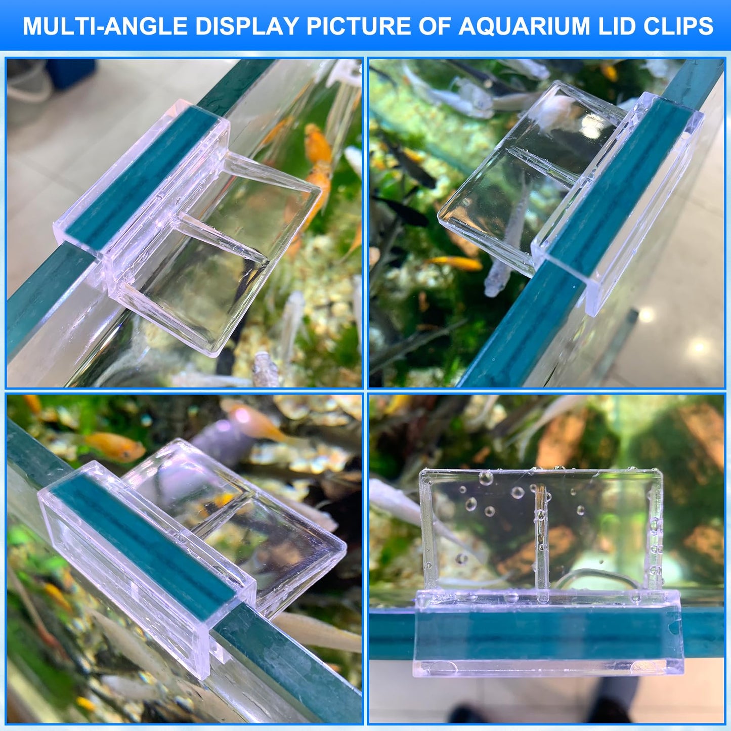 NestBasics 6pcs Transparent Aquarium Lid Clips,Rimless Fish Tank Glass Cover top Support,Aquarium Hood Holder, Acrylic and Glass Aquarium top Clips,fit 5-6mm Thickness Glass