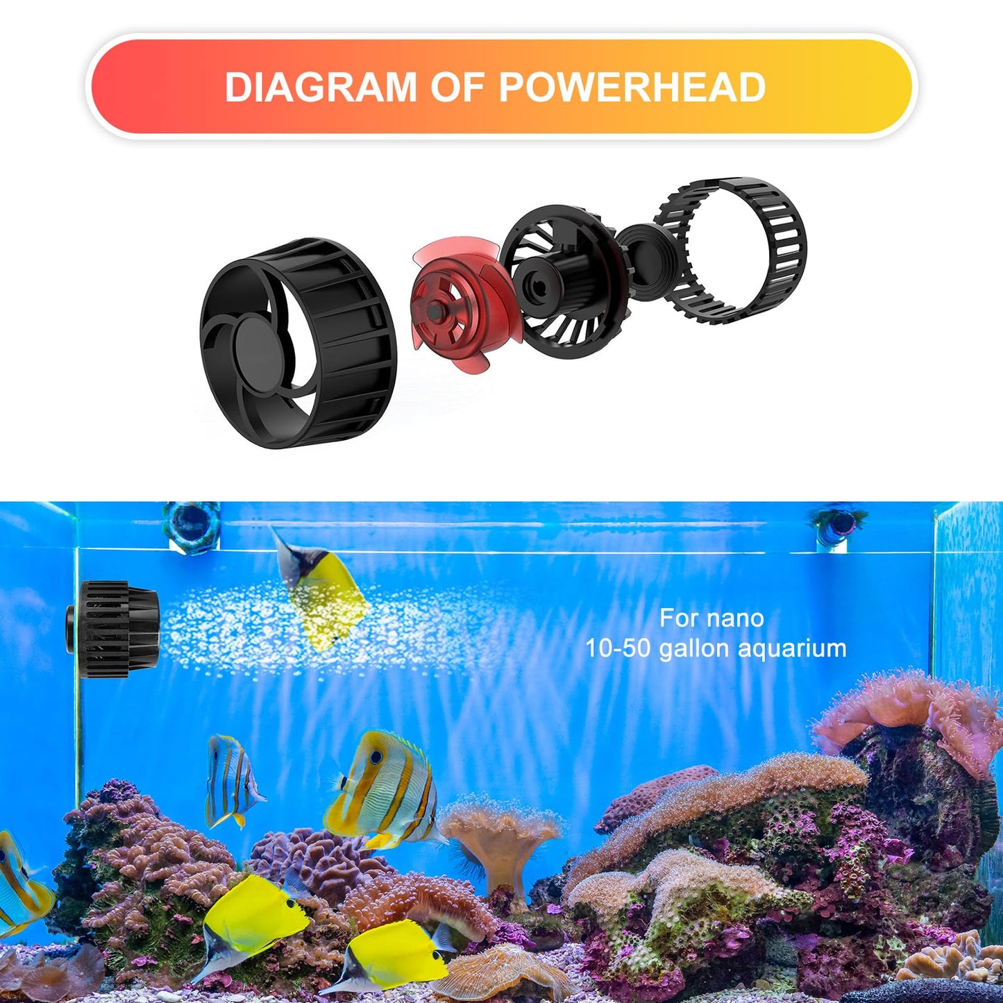 3400GPH Aquarium Wave Maker DC24V Power head with Magnetic Mounting,Wavemaker with Controller for 100 - 200 Gallon Fish Tanks - Buy The Sea Aquatics