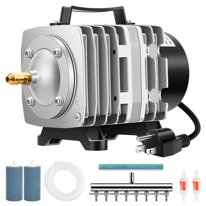 VIVOSUN Air Pump Kit, with 40 W 1110 GPH Commercial Air Pump, 8 - Way Splitter, 2 Pcs Air Stones, 25 ft Air Tubing, 2 Pcs Check Valves, for Aquarium, Fish Tank & Hydroponics - Buy The Sea Aquatics