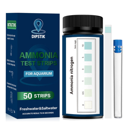 DIPSTIK Aquarium Test Strips, 7-Way Freshwater Saltwater Fish Tank Pond Test Kit, 100 Strips, Nitrate, Nitrite, Chlorine, Hardness, Alkalinity, Carbonate, pH