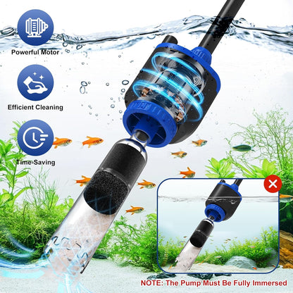 AQQA DC 36W Electric Aquarium Vacuum Gravel Cleaner 6 - in - 1 Multifunctional Fish Tank Cleaning Kit for Remove Dirt, Change Water, Wash Sand, Turtle Water Shower, Water Circulation with Adjustable Power - Buy The Sea Aquatics
