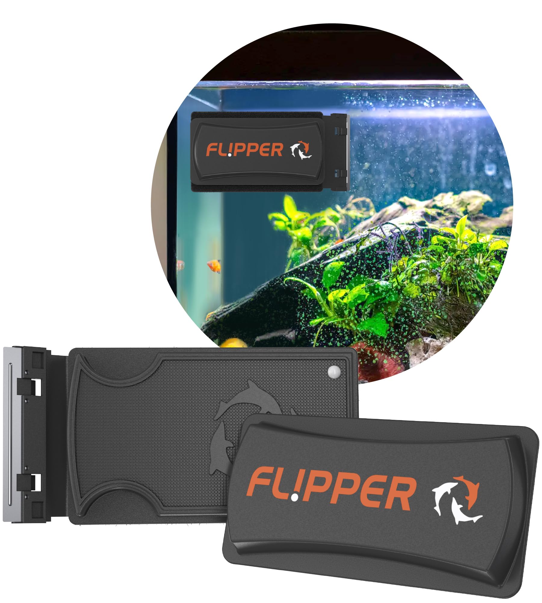 FLIPPER Standard Magnetic Aquarium Glass Cleaner – 2 - in - 1 Scrubber and Scraper, Hands - Free Fish Tank Cleaner for Algae Removal, Safe for Glass & Acrylic Tanks up to 1/2" (12mm), Freshwater & Saltwater - Buy The Sea Aquatics