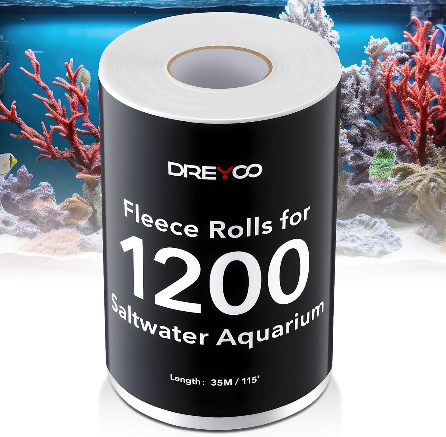 Dreyoo 1 Pack Replacement Fleece Roll, 115' Long x 6.78" High, Superior Filtration for Clean Clear Reef Tanks, Easy to Install - Buy The Sea Aquatics