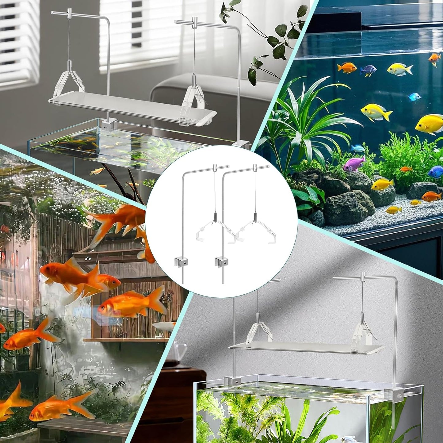 2Pcs Aquarium Light Rack, Adjustable Aquarium High Brightness Light Hanging Holder Kit for Freshwater & Saltwater Fish Tanks - Buy The Sea Aquatics