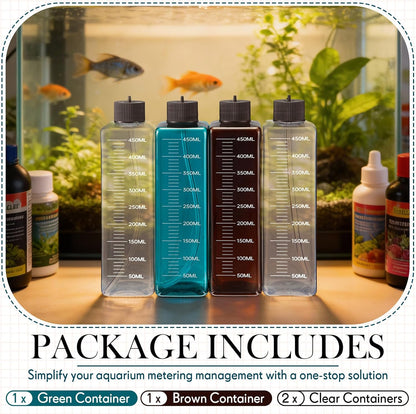 LemonRoad 4 Pcs Dosing Container 450 ml, Dosing Pump Reservoir Containers, Plastic Liquid Srorage Bucket, Aquarium Air Pump Accessories for Aquarium Fish Tank Fish Water Supplies Accessories(Brown)