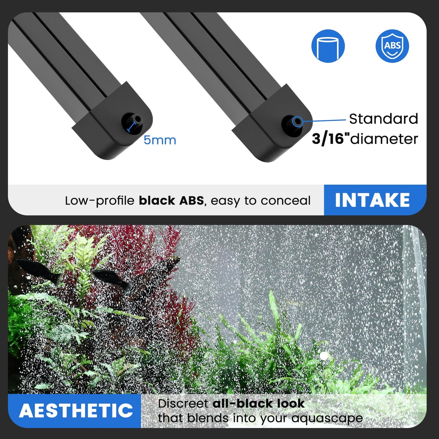 hygger Weighted Nano Mist Bubble Wall Bar, 31.5" Self - Sinking ABS Air Stone Strip with Gentle Oxygen Diffuser for Freshwater & Marine Aquarium, Hydroponics - Buy The Sea Aquatics