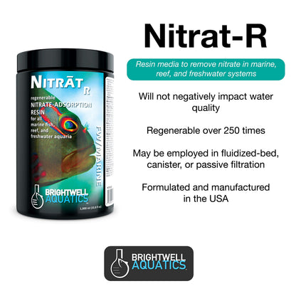 Brightwell Aquatics Nitrat-R – Nitrate Removing Resin Filter Media for All Marine and Freshwater Aquariums, 500-ml