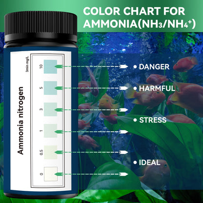 DIPSTIK Aquarium Test Strips, 7-Way Freshwater Saltwater Fish Tank Pond Test Kit, 100 Strips, Nitrate, Nitrite, Chlorine, Hardness, Alkalinity, Carbonate, pH
