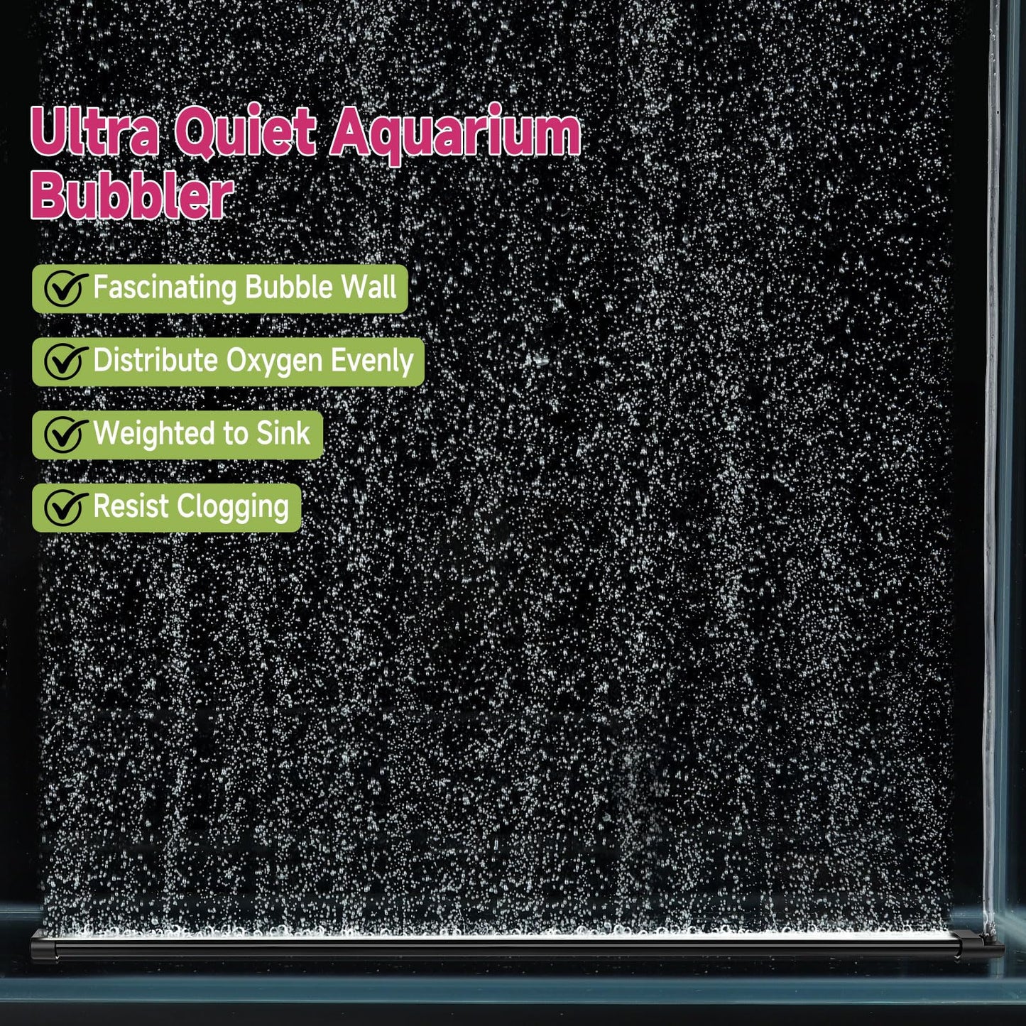 hygger Aquarium Bubble Curtain Wall, Quiet Fish Tank Air Stone with Accessories, High Dissolved Aquarium Bubbler Oxygen Diffuser Decoration for Freshwater & Saltwater - Buy The Sea Aquatics