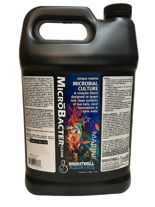 Brightwell Aquatics MicroBacter Clean - Microbial Culture & Enzyme Blend Fish Tank Cleaner - Cleans Live Rock Surfaces for Saltwater Fish Habitats - Aquarium Water Treatments, 16.9 fl oz