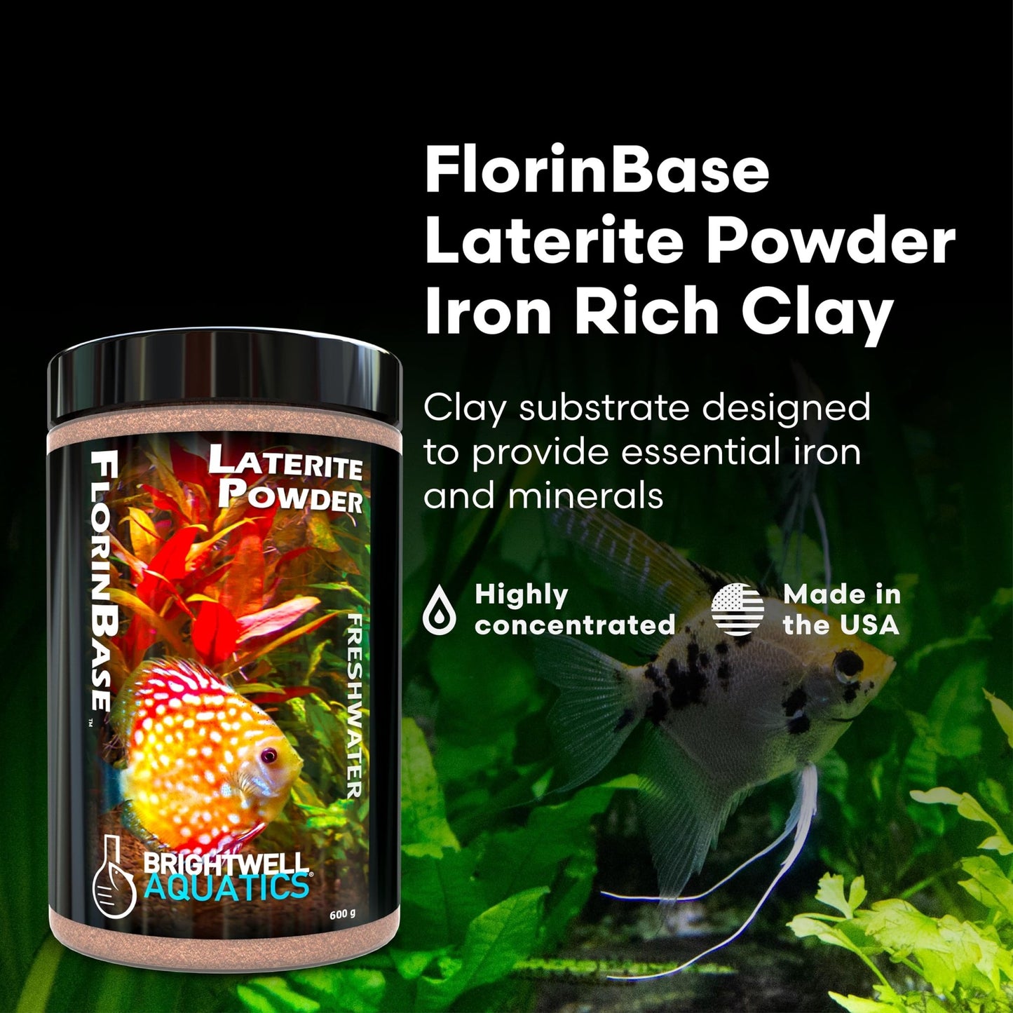 Brightwell Aquatics FlorinBase Laterite Powder – Iron - Rich Clay Substrate for Planted Aquariums – Enhances Root Growth, Plant Health – pH Neutral, 1000g - Buy The Sea Aquatics