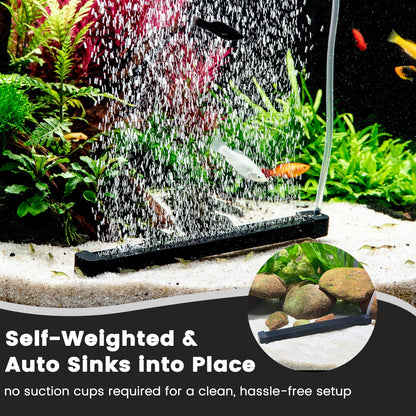 hygger Weighted Nano Mist Bubble Wall Bar, 31.5" Self - Sinking ABS Air Stone Strip with Gentle Oxygen Diffuser for Freshwater & Marine Aquarium, Hydroponics - Buy The Sea Aquatics