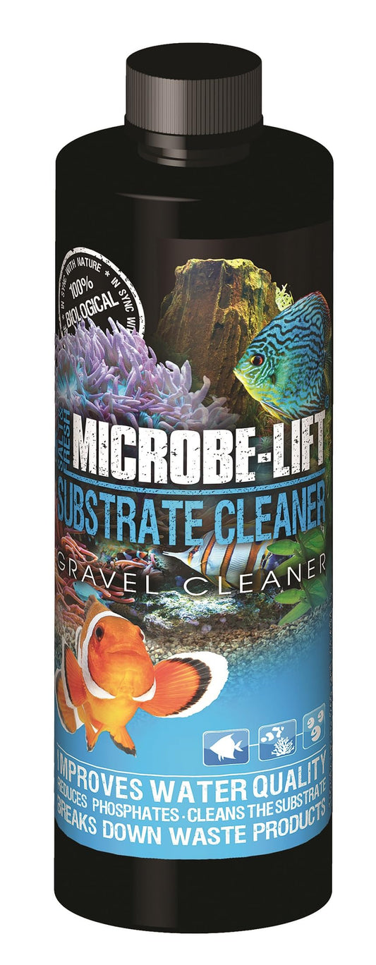 MICROBE-LIFT Gravel & Substrate Cleaner for Saltwater Aquarium and Freshwater Tanks, Tank Cleaner and Aquarium Water Conditioner, Clarifies Water, Reduces Sludge, Aquarium Supplies, 8 Ounces (GSC08)