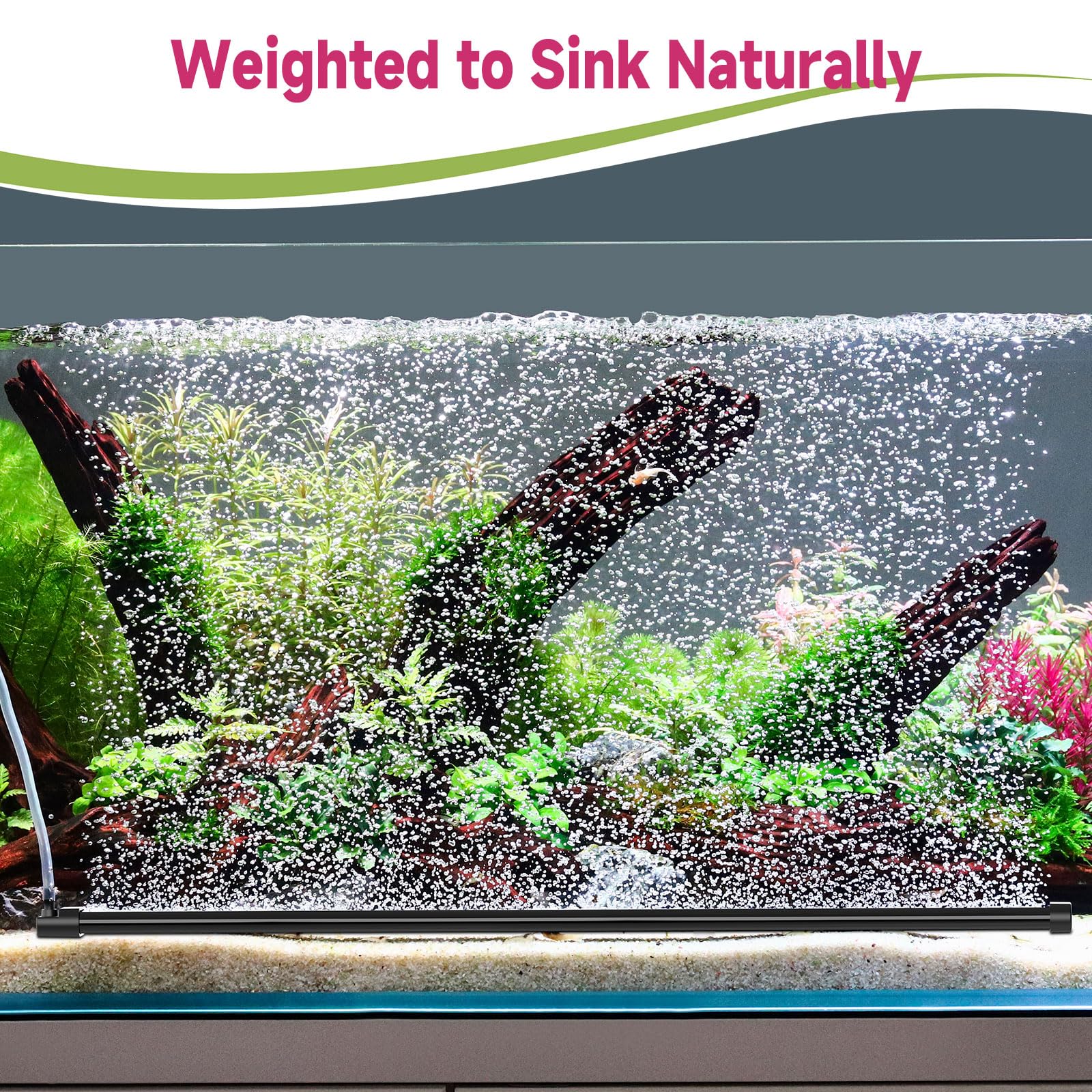 hygger Aquarium Bubble Curtain Wall, Quiet Fish Tank Air Stone with Accessories, High Dissolved Aquarium Bubbler Oxygen Diffuser Decoration for Freshwater & Saltwater - Buy The Sea Aquatics