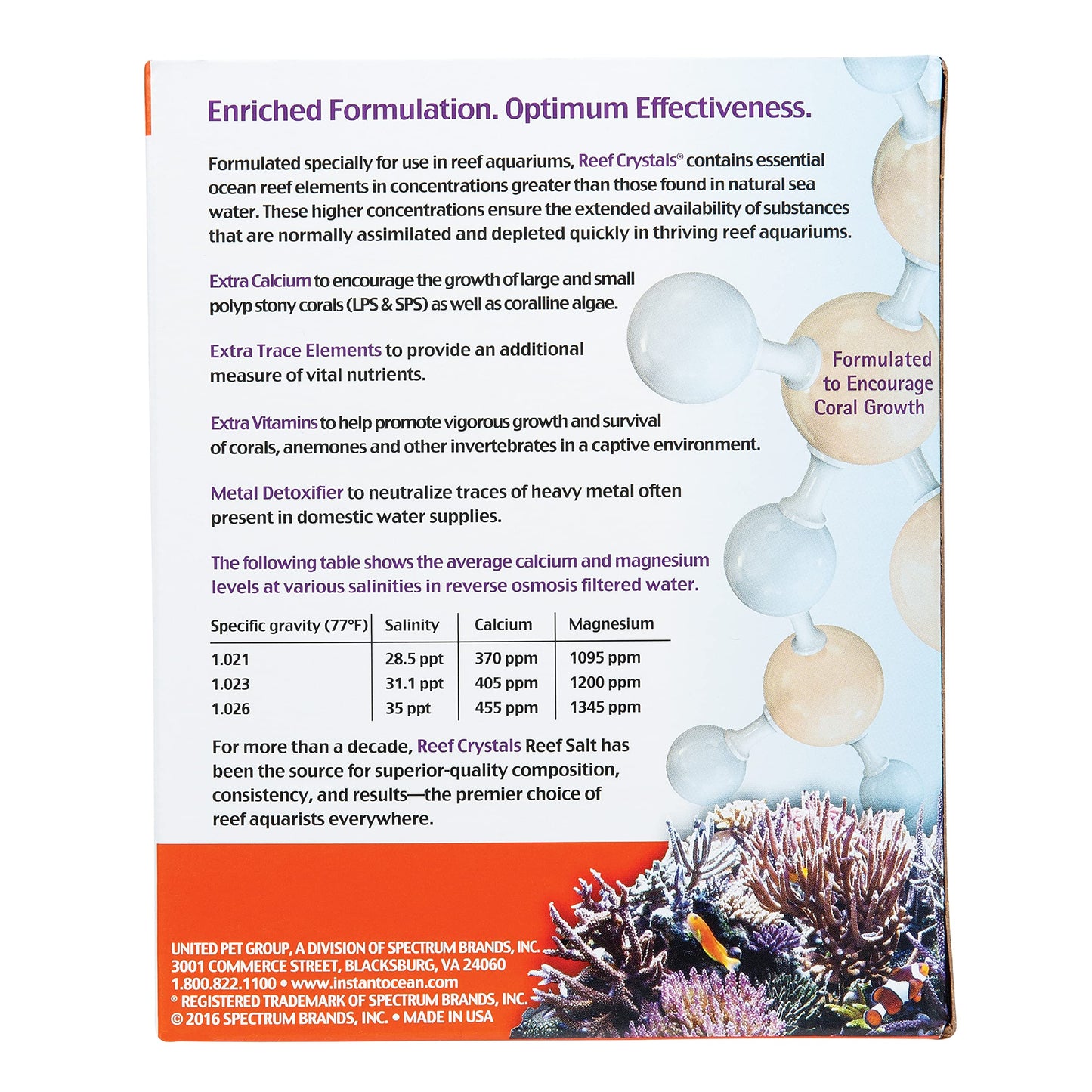 Instant Ocean Reef Crystals Reef Salt For 160 Gallons, Enriched Formulation For Aquariums