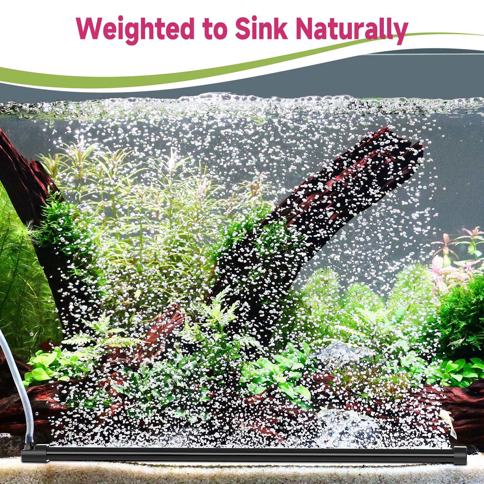 hygger Aquarium Bubble Curtain Wall, Quiet Fish Tank Air Stone with Accessories, High Dissolved Aquarium Bubbler Oxygen Diffuser Decoration for Freshwater & Saltwater - Buy The Sea Aquatics