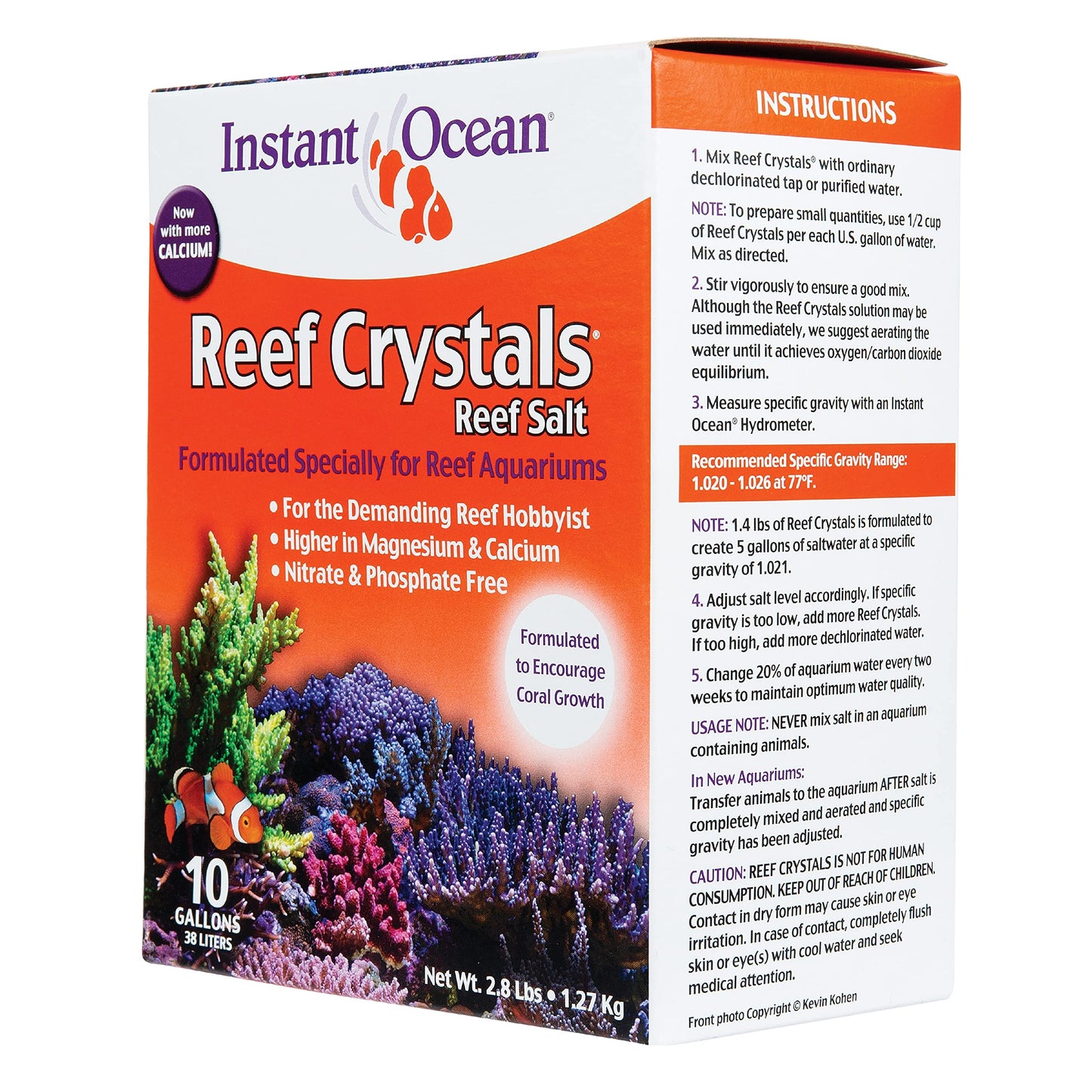 Instant Ocean Reef Crystals Reef Salt For 160 Gallons, Enriched Formulation For Aquariums